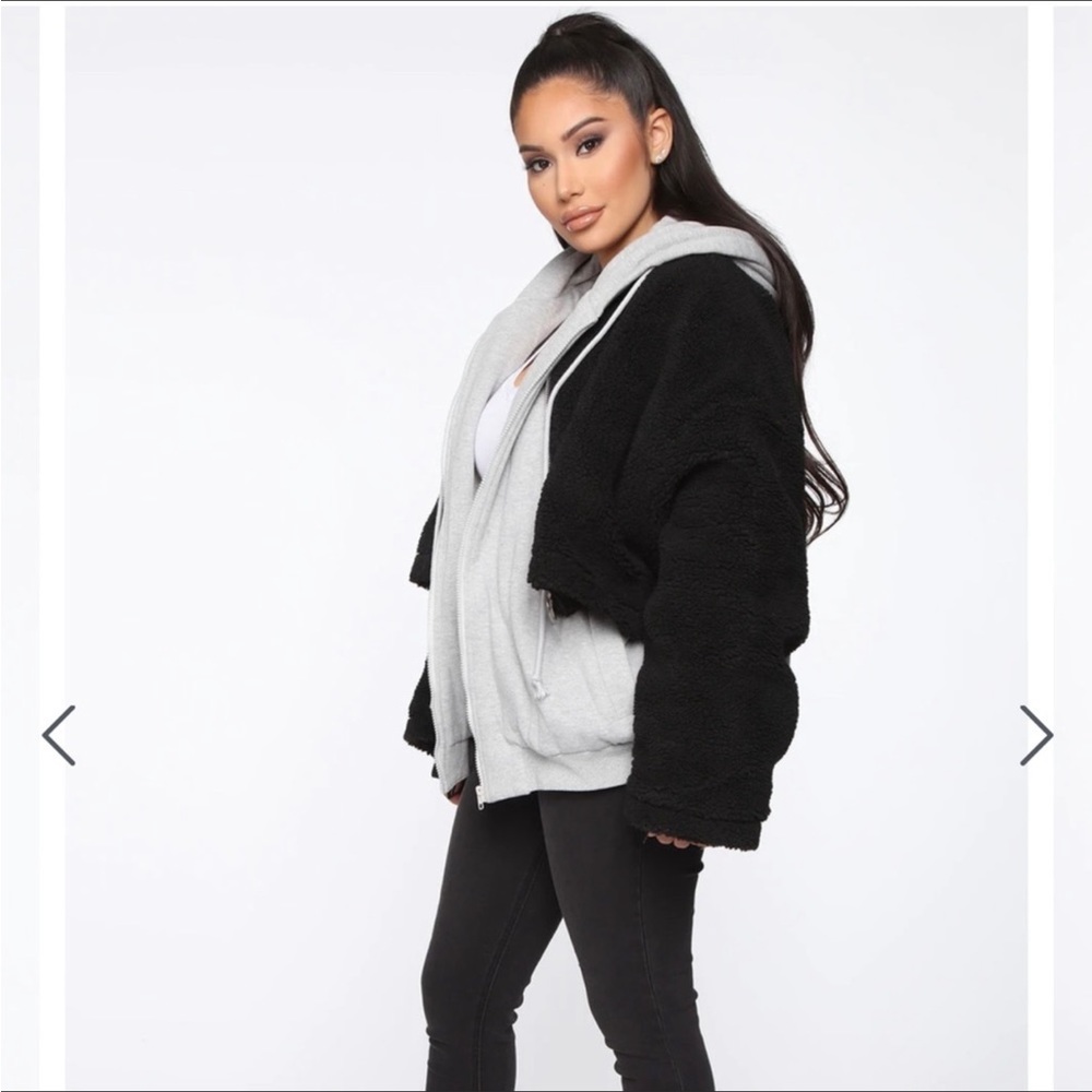 Fashion Nova oversized Sherpa double winter hoodie zip up sz M
